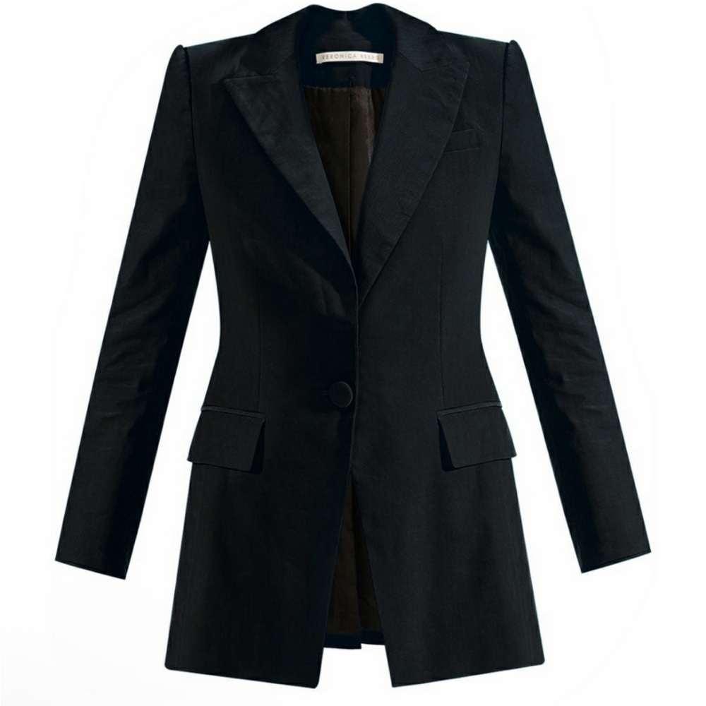 Veronica Beard Long and Lean Dickey Jacket in Black Linen Blend - Picture 13 of 13